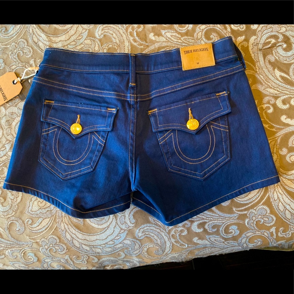 True Religion Keira Cobalt Jean shorts with tags